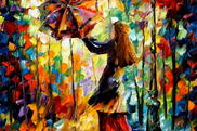 Репродукции картин Афремова,яркие репродукции на холсте,дождь