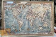 географические карты больших размеров,географические карты в деревянном багете,оформление географических карт